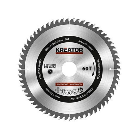 Kreator KRT020419 Pilový kotouč na dřevo 200mm, 60T