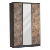 Třídveřová šatní skříň se zrcadlem falko - dub rebap/bronz