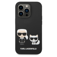 Silikonové pouzdro Karl Lagerfeld and Choupette Liquid Silicone pro Apple iPhone 14 Pro, černá