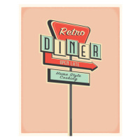 Ilustrace Retro Diner roadside sign poster design, JDawnInk, 30x40 cm