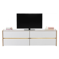 Televizní stolek s osvětlením embra - dub artisan/bílý lesk