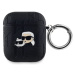 Pouzdro Karl Lagerfeld PU Embossed Karl and Choupette Heads Apple AirPods 1/2 Black