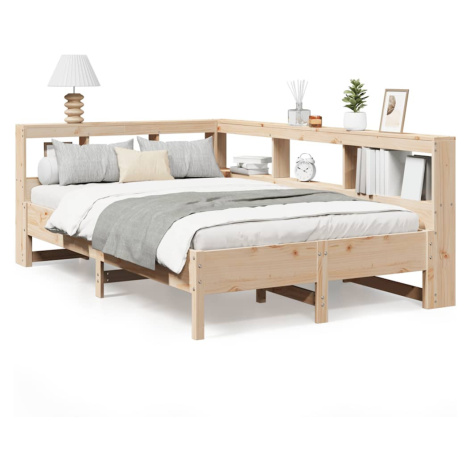 vidaXL Postel s knihovnou bez matrace 160 x 200 cm masivní borovice