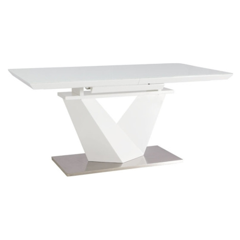 Rozkládací jídelní stůl UPERY III 160x90 cm, bílé sklo/bílá Casarredo