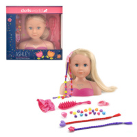 Dolls World Česací hlava Ashley - blondýnka 21 cm