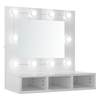 Shumee Zrcadlová skříňka s LED - bílá s vysokým leskem, 60 × 31,5 × 62 cm
