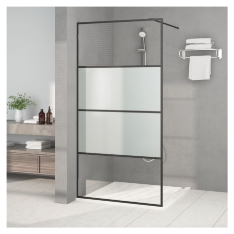 vidaXL Sprchová zástěna walk-in černá 100x195 cm napůl mléčné ESG sklo