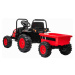 Elektrický Traktor POWER s vlečkou, červený, Pohon zadních kol, 12V baterie
