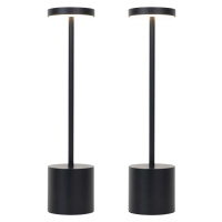 Set of 2 Outdoor Table Lamps Black Incl. LED and Dimmer Rechargeable - Dupont