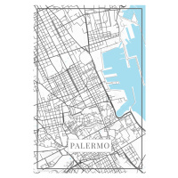 Mapa Palermo white, (26.7 x 40 cm)