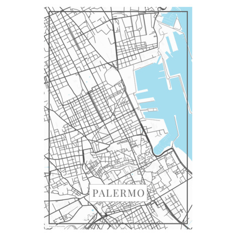 Mapa Palermo white, 26.7x40 cm