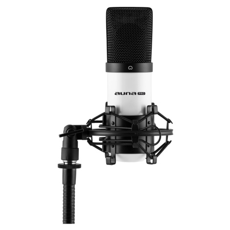 Auna Pro MIC-900WH, bílý kondenzátorový mikrofon, kardioidní, studiový, USB