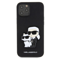 Zadní kryt Karl Lagerfeld PU Saffiano Karl and Choupette pro Apple iPhone 12/12 Pro, černá