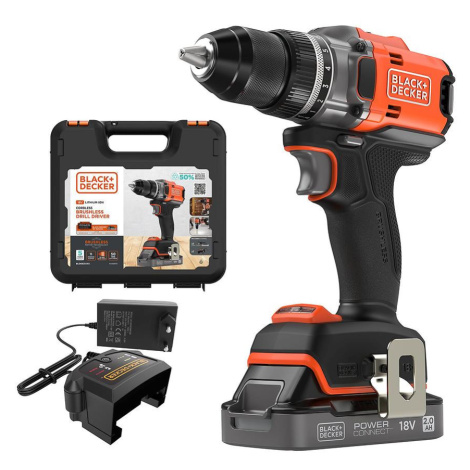 Aku bezuhlíkový vrtací šroubovák 50Nm 18V 1x2.0Ah Black + Decker