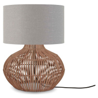 Stolní lampa s textilním stínidlem ve světle šedo-přírodní barvě (výška 48 cm) Kalahari – Good&M