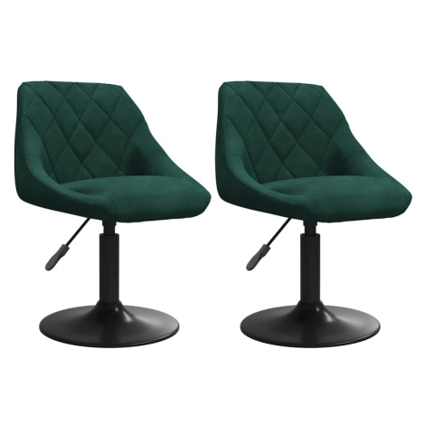 vidaXL Otočné jídelní židle 2 ks tmavě zelené samet