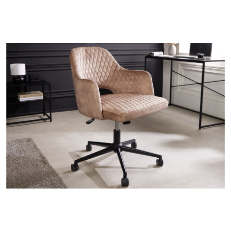 Estila Moderní designová kancelářská židle Pedro otočná na kolečkách se sametovým čalouněním s p