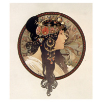 Obrazová reprodukce Byzantine head of a brunette; Tete byzantine d'une brunette, Alfons Mucha, 3