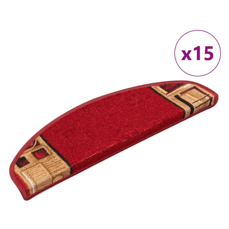 vidaXL Samolepící nášlapy na schody 15 ks červené 65 x 21 x 4 cm