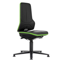 bimos Průmyslová otočná židle NEON ESD, patky, synchronní mechanika, koženka, zelený flexibilní 