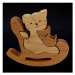 AMADEA Dřevěné puzzle houpací kočka, masivní dřevo dvou druhů dřevin, 14 cm