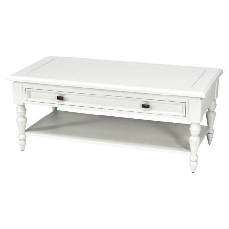 Estila Luxusní provence konferenční stolek Belliene v bílé barvě s polohovatelnou vrchní deskou 