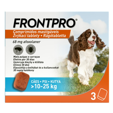 FRONTPRO Žvýkací tablety pro psy 10-25 kg 68 mg 3 tablety