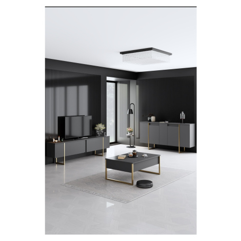 Kalune Design Sada nábytku do obývacího pokoje Luxe antracit/zlatá