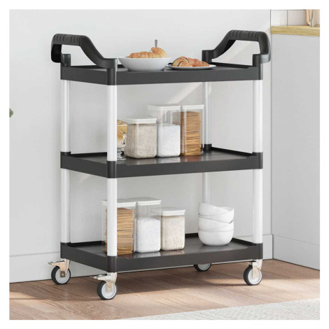 vidaXL 3patrový vozík černý 81 x 41 x 92 cm hliník
