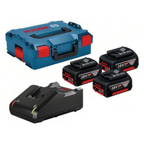 Bosch Příslušenství - Sada 4A nabíječky a 3x aku 18 V Li-Ion 5,0 Ah, kufr L-Boxx 0615990L3T