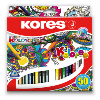 Kores Trojhranné pastelky Kolores Mandalas - 50 barev