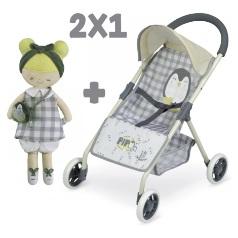 DeCuevas 90547 Sportovní kočárek pro panenky a plyšová panenka PIPO 2022 - 55 cm
