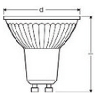 LED žárovka GU10 PAR16 LEDVANCE PARATHOM 4,5W (50W) teplá bílá (2700K) stmívatelná, reflektor 36