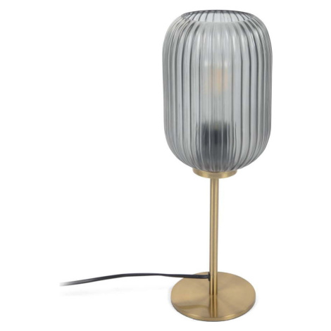 Stolní lampa ve zlaté barvě se skleněným stínidlem (výška 40 cm) Hestia – Kave Home