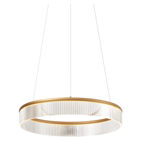 Moderní závěsné svítidlo mosazné 59cm vč. LED 3-stupňové stmívatelné - Anello Chandelier QAZQA
