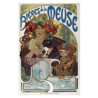 Obrazová reprodukce Les bieres de la Meuse, Mucha, Alphonse Marie, 26.7 × 40 cm