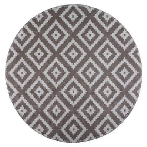 Světle hnědý pratelný kulatý koberec ø 80 cm – Vitaus