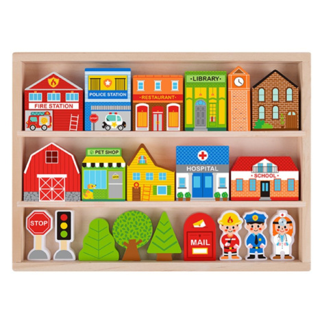 Dřevěná hračka Dřevěné kostky pro děti - město