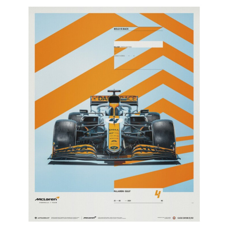 Umělecký tisk McLaren x Gulf - Lando Norris - 2021, (40 x 50 cm) Automobilist