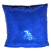 DUE ESSE Flitrový magický polštář 38 x 38 cm, modrá-stříbrná