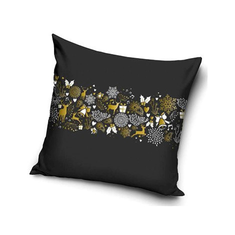 TipTrade Vánoční povlak Zlatá bordura černý 40 × 40 cm