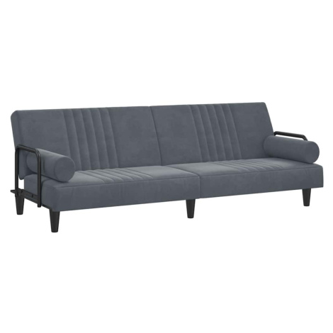 vidaXL Rozkládací pohovka s područkami tmavě šedá samet