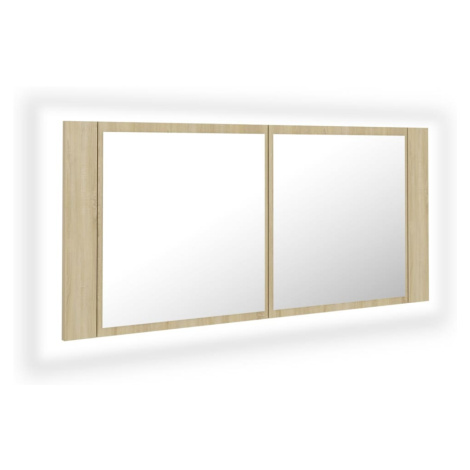 vidaXL LED koupelnové zrcadlo dub sonoma 100 x 12 x 45 cm akrylové