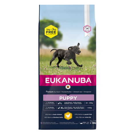 Eukanuba granule, 15 + 3 kg zdarma! - Puppy Large Breed kuřecí