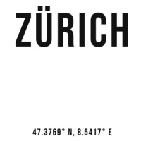 Ilustrace Zürich simple coordinates, Finlay & Noa, 30x40 cm
