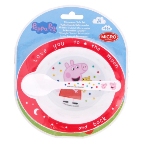 STOR - Dětské plastové nádobí 2ks, PEPPA PIG Baby, miska, lžička, 13478