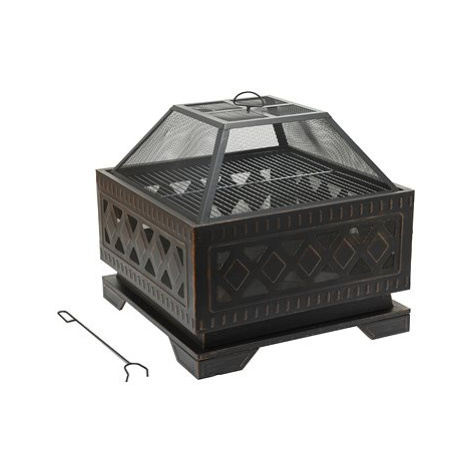 CATTARA Ohniště SQUARE copper patina s poklopem Compass