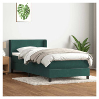 vidaXL Box spring postel s matrací tmavě zelená 100x210 cm samet