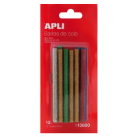 Tavné tyčinky APLI - 12 ks - barevné s třpytkami