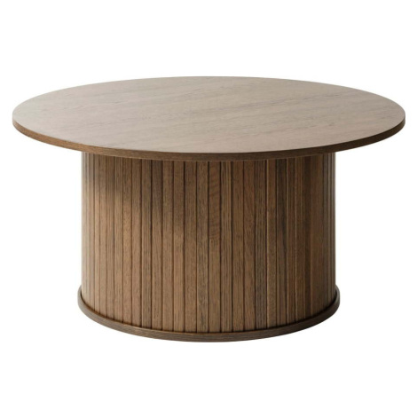 Hnědý kulatý konferenční stolek v dekoru dubu ø 90 cm Nola – Unique Furniture